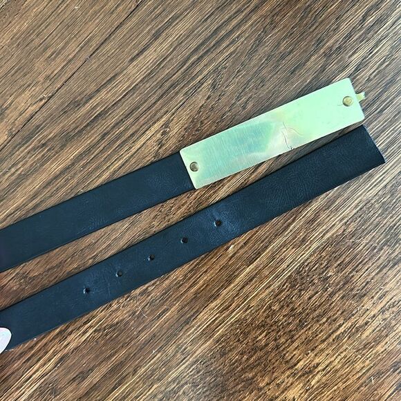 Vintage Black Belt with Rectangle Gold Buckle XXS - Picture 5 of 5